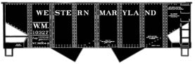 USRA 55-Ton 2-Bay Hopper - Kit -- Western Maryland #10327 (black, white, No Logo)