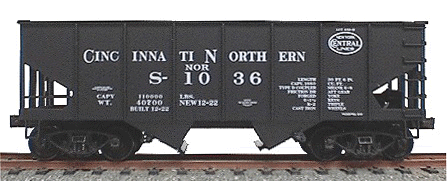 USRA 55-Ton 2-Bay Coal Hopper - Original Builders' Lettering Schemes - Kit -- Cincinnati Northern/NYC