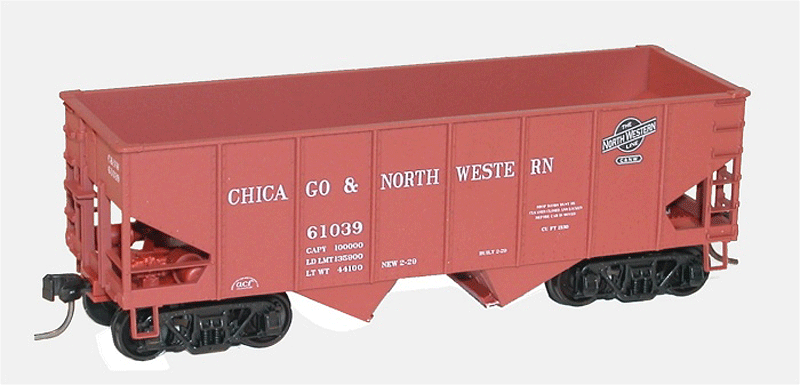 USRA 55-Ton 2-Bay Hopper - Kit -- Chicago & North Western (Boxcar Red, black Logo)-1