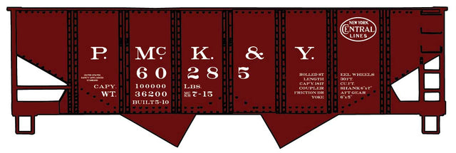 USRA 55-Ton 2-Bay Hopper - Kit -- Pittsburgh, McKeesport & Youghiogheny 60285 (Boxcar Red, NYC Lines Logo)
