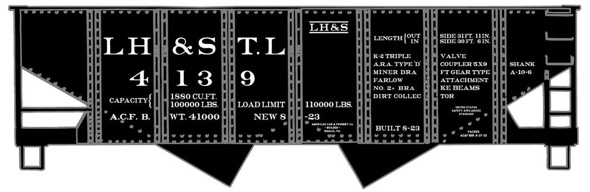 USRA 55-Ton 2-Bay Hopper - Kit -- Louisville Henderson & St. Louis L&N 4139 (black)
