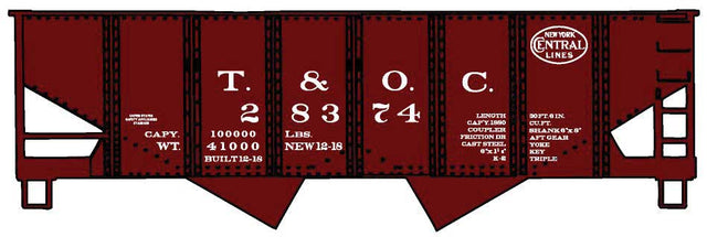 USRA 55-Ton 2-Bay Hopper - Kit -- Toledo & Ohio Central # 28374 (Boxcar Red, NYC Lines Logo)