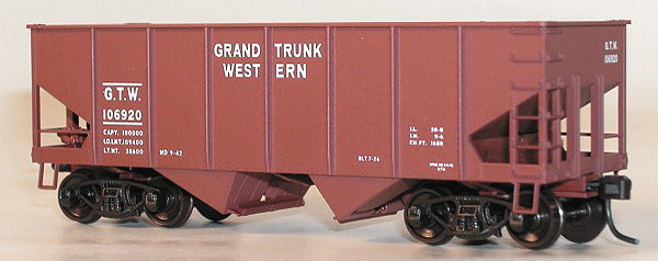 USRA 2-Bay 55-Ton Open Hopper - Kit -- Grand Trunk Western (Mineral Red, white)