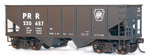 USRA 2-Bay 55-Ton Open Hopper - Kit -- Pennsylvania Railroad #220657 (black, 1968 Scheme w/Keystone)