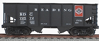 USRA 2-Bay 55-Ton Open Hopper 3-Pack - Kit -- Reading #72572 (black car, Red w/Black Diamond Logo)