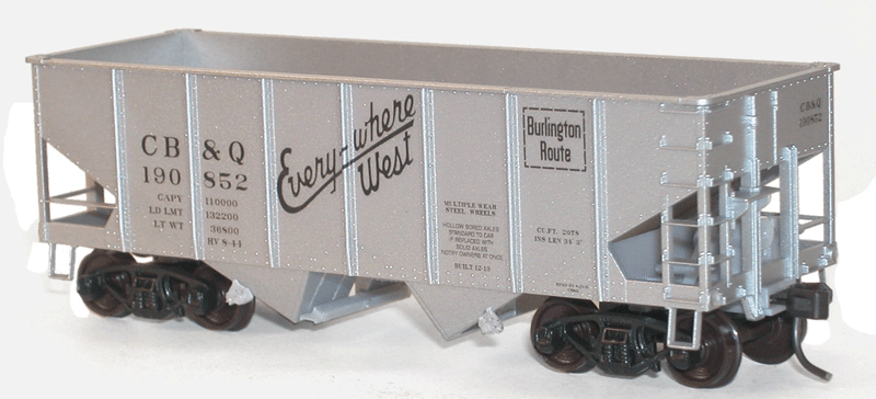 USRA 2-Bay 55-Ton Open Hopper - Kit (Plastic) -- Chicago, Burlington & Quincy #190852 (aluminum, Everywhere West Slogan)