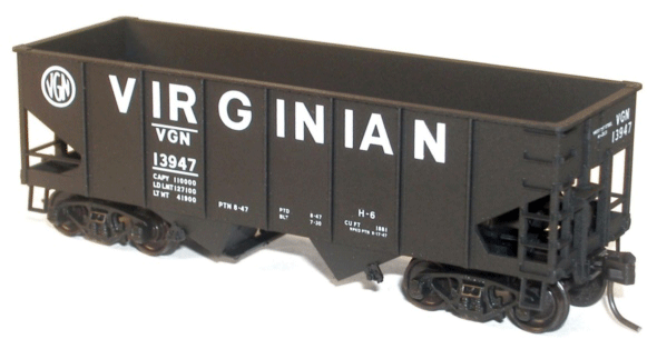 USRA 55-Ton 2-Bay Open Hopper 3-Pack - Kit (Plastic) -- Virginian #13947, 13985, 13902 (black, Large Lettering)