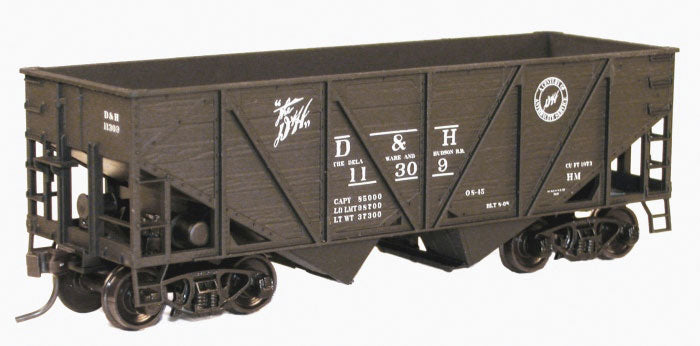 55-Ton Wood-Side Twin Hopper - Kit -- Delaware & Hudson #11309 (black)