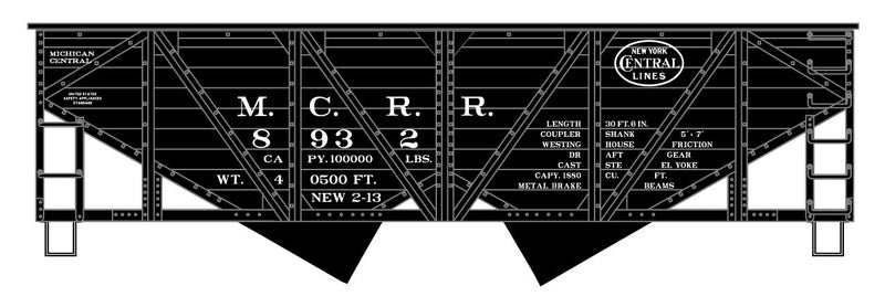 55-Ton Wood-Side 2-Bay Hopper - Kit -- Michigan Central 8932 (black, NYC Lines Logo)