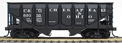 55-Ton Panel-Side 2-Bay Hopper - Kit -- Chesapeake & Ohio (black)