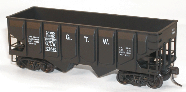 55-Ton Panel-Side Two-Bay Hopper - Kit (Plastic) -- Grand Trunk Western #107840 (black)