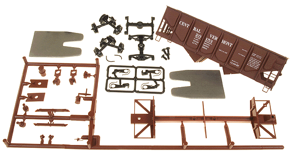 55-Ton Panel-Side 2-Bay Hopper - Kit -- Central Vermont (Mineral Red w/white lettering)
