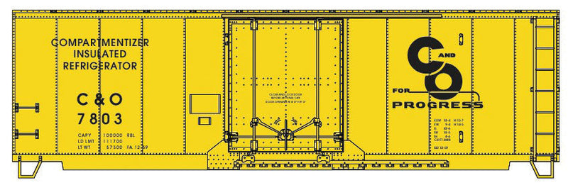 40' AAR Plug Door Boxcar Kit -- Chesapeake & Ohio (yellow w/black Graphics)