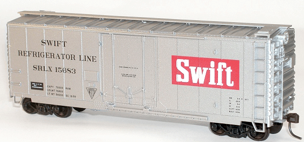 40' Plug-Door Insulated Boxcar - Kit (Plastic) -- Swift Refrigerator Line #15683 (silver, red)