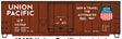 AAR 40' Insulated Plug-Door Boxcar - Kit -- Union Pacific #112360 (Boxcar Red, Ship & Travel Automated Slogan, Large Shi
