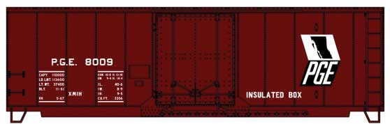 AAR 40' Insulated Plug-Door Boxcar - Kit -- Pacific Great Eastern 8009 (Boxcar Red, PGE Map Logo)