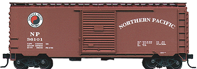40' PS-1 Boxcar -- NP (Mineral Red,black/red/white herald,arched roadname)