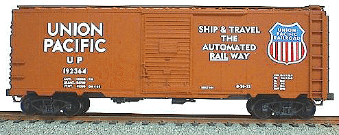 40' AAR Boxcar 3-Pack -- Union Pacific (Oxide, tri-colored shield herald)
