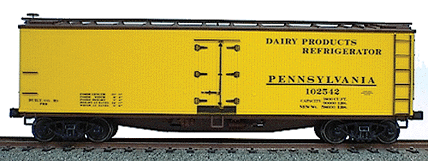 40' Wood Refrigerator Car 3-Pack -- Pennsylvania (yellow, black lettering - Dairy Products Refrigerator)
