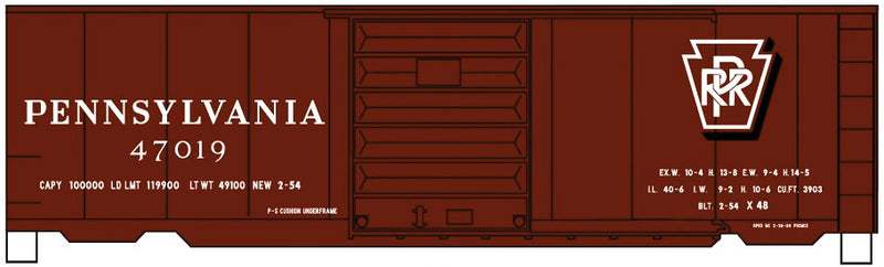 40' PS-1 Steel Boxcar - Kit -- Pennsylvania Railroad #47019 (Tuscan, Shadow Keystone)