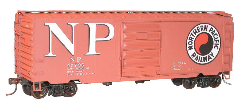 40' PS-1 Steel Boxcar - Kit -- Northern Pacific #45736 (Boxcar Red, Billboard NP & Monad)