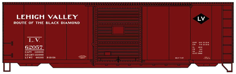 40' PS-1 Steel Boxcar - Kit -- Lehigh Valley 62384 (Boxcar Red, Small Black Diamond Logo)