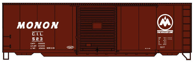 40' PS-1 Steel Boxcar - Kit -- Monon CIL #523 (Boxcar Red, white, Hoosier Line circle Logo)
