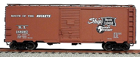 AAR 40' Single-Door Steel Boxcar - Kit (Plastic) -- Rock Island (Oxide)