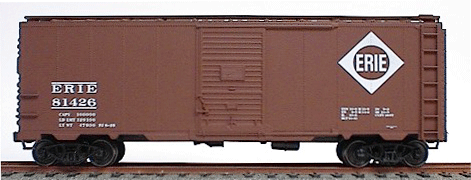 AAR 40' Single-Door Steel Boxcar - Kit (Plastic) -- Erie (Mineral Red w/large diamond herald)