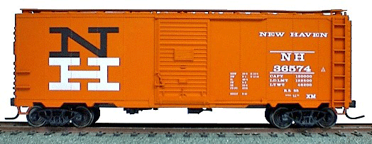 AAR 40' Single-Door Steel Boxcar - Kit (Plastic) -- New Haven (orange w/black & white graphics)