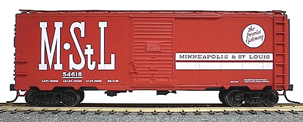 AAR 40' Single-Door Steel Boxcar - Kit (Plastic) -- Minneapolis & St Louis (red w/white graphics & stripes)