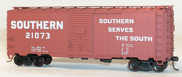 AAR 40' Single-Door Steel Boxcar - Kit (Plastic) -- Southern Railway (oxide w/White Graphics)