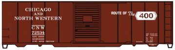 AAR 40' Single-Door Steel Boxcar - Kit -- Chicago & North Western #15369 (Boxcar Red, Route fo the 400 Logo/Slogan)