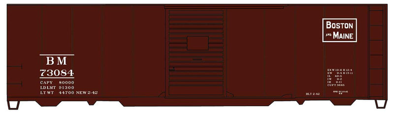AAR 40' Single-Door Steel Boxcar - Kit -- Boston & Maine 73084 (Boxcar Red, Rectangular Logo)