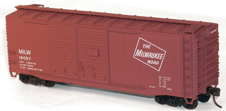 AAR 40' Double-Door Boxcar - Kit (Plastic) -- Milwaukee Road #16057 (Boxcar Red, Large Logo)