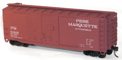 AAR 40' Double-Door Boxcar - Kit (Plastic) -- Pere Marquette #93468 (Boxcar Red)