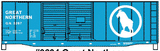 AAR 40' Double-Door Boxcar - Kit -- Great Northern #3267 (Big Sky Blue, white; Large Silhouette Rocky Logo)-1