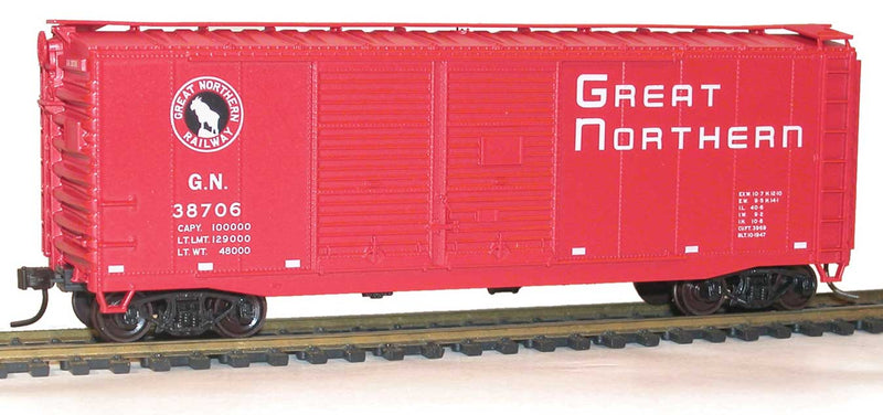 AAR 40' Double-Door Boxcar - Kit -- Great Northern #38706 (red, black, white, Large Rocky Silhouette)