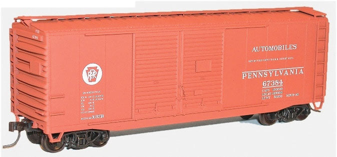 AAR 40' Double-Door Boxcar - Kit -- Pennsylvania Railroad 66987 (Tuscan, Circle Keystone, Auto Service)