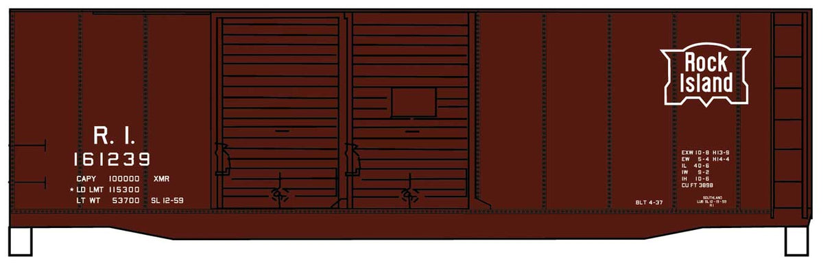AAR 40' Double-Door Boxcar - Kit -- Rock Island 161239 (Boxcar Red)