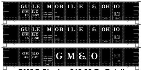 AAR 41' Steel Gondola 3-Pack - Kit -- Gulf, Mobile & Ohio #13907, 14086, 48012 (black, white)