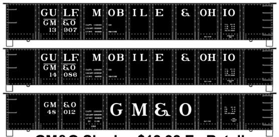 AAR 41' Steel Gondola 3-Pack - Kit -- Gulf, Mobile & Ohio #13907, 14086, 48012 (black, white)