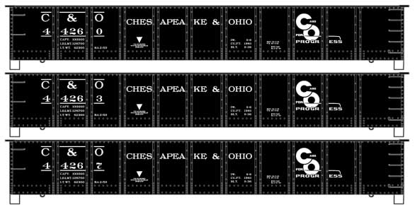 AAR 41' Steel Gondola 3-Pack - Kit -- Chesapeake & Ohio 44260, 44263, 44267 (black, Progress Logo)