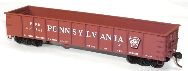 AAR 41' Steel Gondola - Kit (Plastic) -- Pennsylvania Railroad (Tuscan, Shadow Keystone Logo)