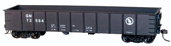 AAR 41' Steel Gondola - Kit (Plastic) -- Great Northern (black, small Silhouette Rocky Logo)