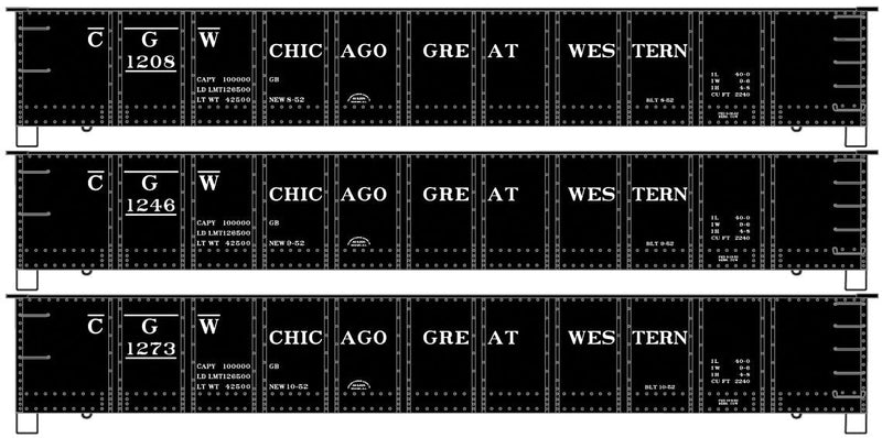 AAR 41' Steel Gondola 3-Pack - Kit -- Chicago Great Western #1208, 1246, 1273 (black)