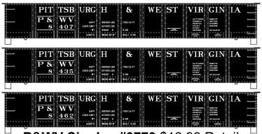 AAR 41' Steel Gondola 3-Pack - Kit -- Pittsburgh & West Virginia #8407, 8435, 8462 (black)