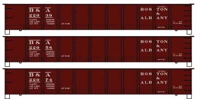 AAR 41' Steel Gondola 3-Pack - Kit -- Boston & Albany #22039, 22058, 22074 (Boxcar Red)