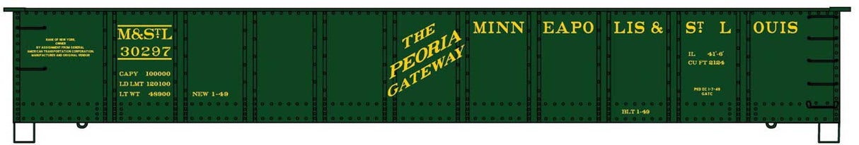 AAR 41' Steel Gondola - Kit -- Minneapolis & St. Louis (green, yellow, Peoria Gateway Slogan)