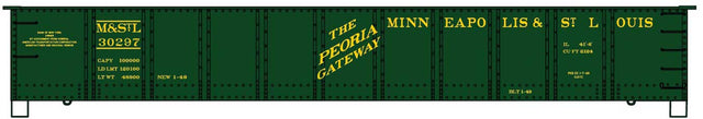 AAR 41' Steel Gondola - Kit -- Minneapolis & St. Louis (green, yellow, Peoria Gateway Slogan)